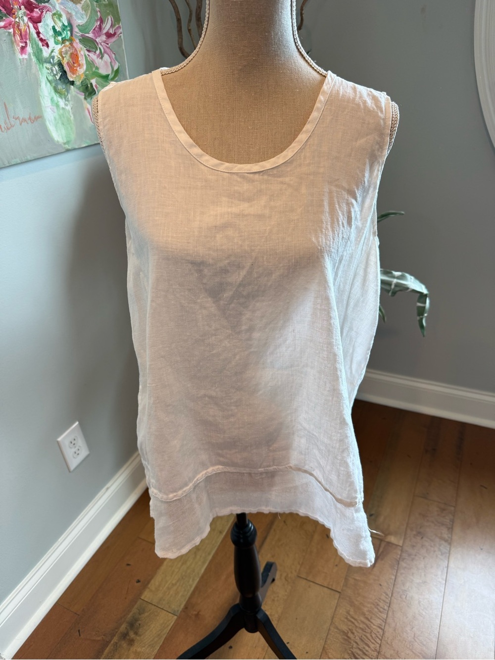 Flax White Linen Sleeveless Scoop Neck Top